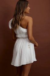 True Heart One-Shoulder A-Line Dress White